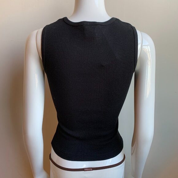 Billabong vintage surf black ribbed cotton fitted tank top - Picture 3 of 3